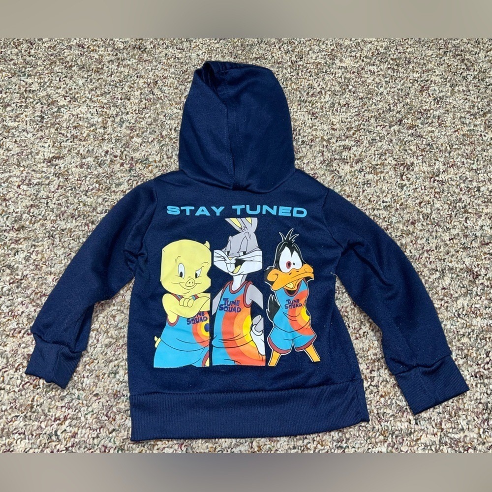 Boys girls, toddler 2T hoodie Navy Blue Cartoon Character Hoodie Space Jam